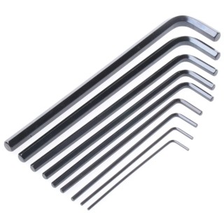 RS PRO 9 Piece L-Shaped Imperial Hex Key Set, Long Arm, Chrome Vanadium Steel, Black Finish 663-358