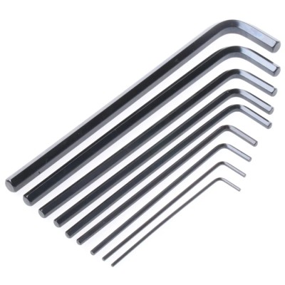 RS PRO 9 Piece L-Shaped Imperial Hex Key Set, Long Arm, Chrome Vanadium Steel, Black Finish 663-358