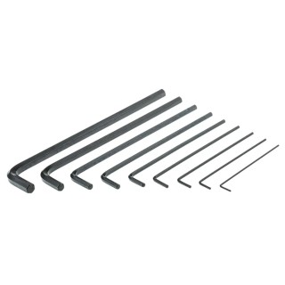 RS PRO 9 Piece L Metric Hex Key Set Chrome Vanadium Steel, Long Arm, Black Finish 663-342