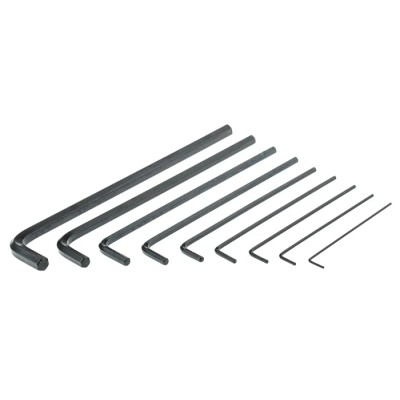 RS PRO 9 Piece L Metric Hex Key Set Chrome Vanadium Steel, Long Arm, Black Finish 663-342