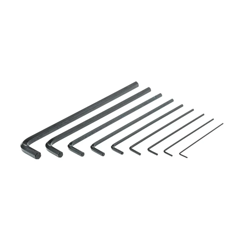 RS PRO 9 Piece L Metric Hex Key Set Chrome Vanadium Steel, Long Arm, Black Finish 663-342