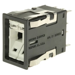 Honeywell AML Series Push Button Switch, Front Panel Mount, Black, 2PDT, IP67, Rectangular, Momentary AML21GBA2AD