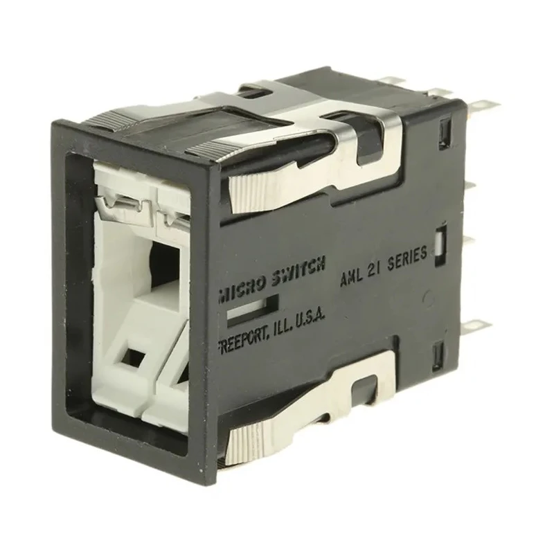 Honeywell AML Series Push Button Switch, Front Panel Mount, Black, 2PDT, IP67, Rectangular, Momentary AML21GBA2AD