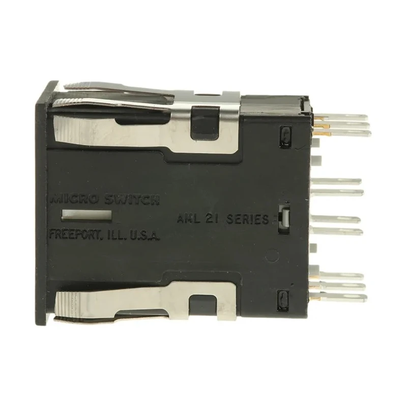 Honeywell AML Series Push Button Switch, Front Panel Mount, Black, 2PDT, IP67, Rectangular, Momentary AML21GBA2AD