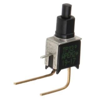 APEM TP Series Push Button Switch Momentary PCB SPST TP33WW080, Black Cylinder Actuator, Through Hole Terminal