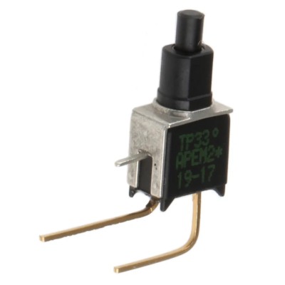 APEM TP Series Push Button Switch Momentary PCB SPST TP33WW080, Black Cylinder Actuator, Through Hole Terminal