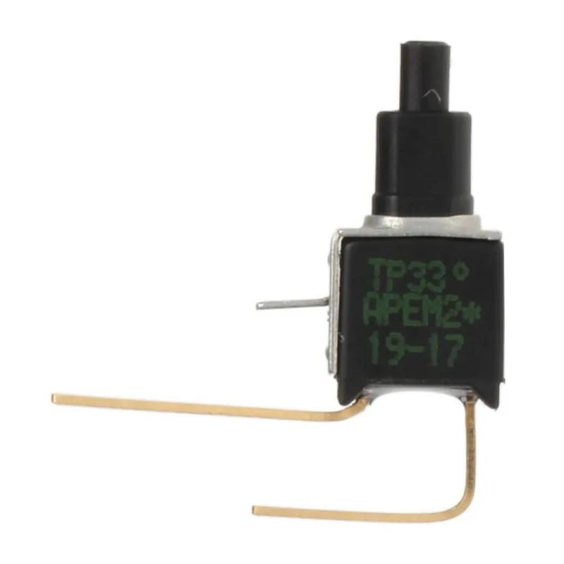 APEM TP Series Push Button Switch Momentary PCB SPST TP33WW080, Black Cylinder Actuator, Through Hole Terminal