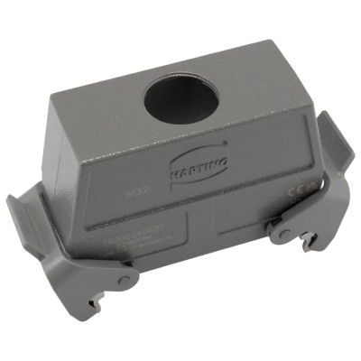 HARTING Han B Range Heavy Duty Power Connector Hood, 2 Lever, Cable Mount, 24B, Die Cast Aluminium 19300240437