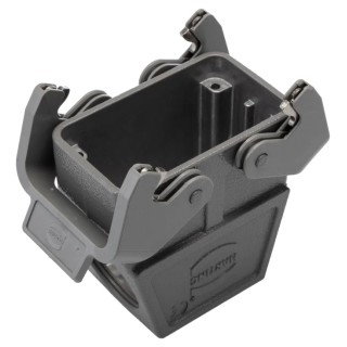 HARTING Heavy Duty Power Connector Hood Han B Range, Die Cast Aluminium, 2 Lever Lock, Cable Side Entry 19300100537