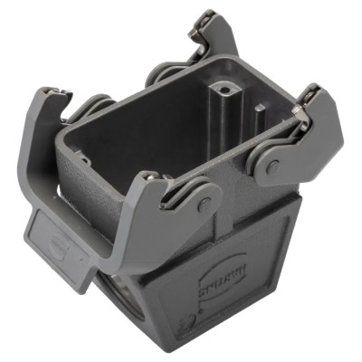 HARTING Heavy Duty Power Connector Hood Han B Range, Die Cast Aluminium, 2 Lever Lock, Cable Side Entry 19300100537