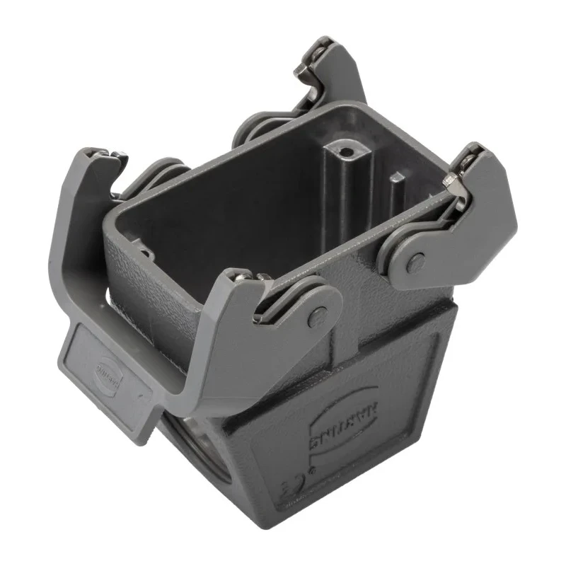 HARTING Heavy Duty Power Connector Hood Han B Range, Die Cast Aluminium, 2 Lever Lock, Cable Side Entry 19300100537