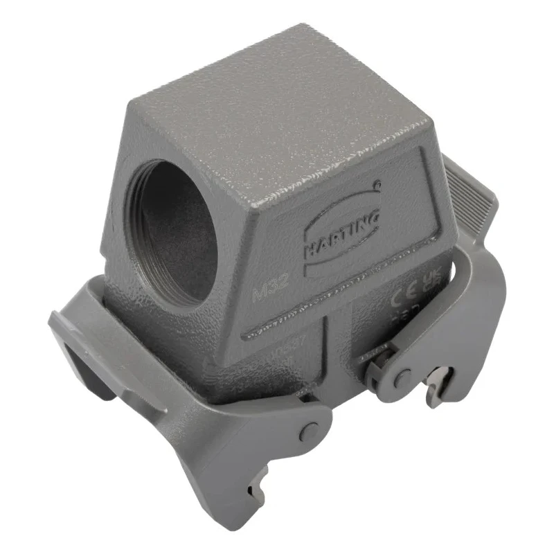HARTING Heavy Duty Power Connector Hood Han B Range, Die Cast Aluminium, 2 Lever Lock, Cable Side Entry 19300100537