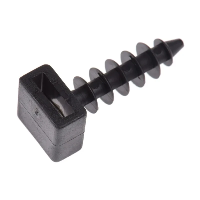 HellermannTyton Black Fir Tree Cable Tie Mount, Polyamide 6, 9 mm Width, 12 mm x 30 mm 151-80500 LOK01B-PA6HIR-BK
