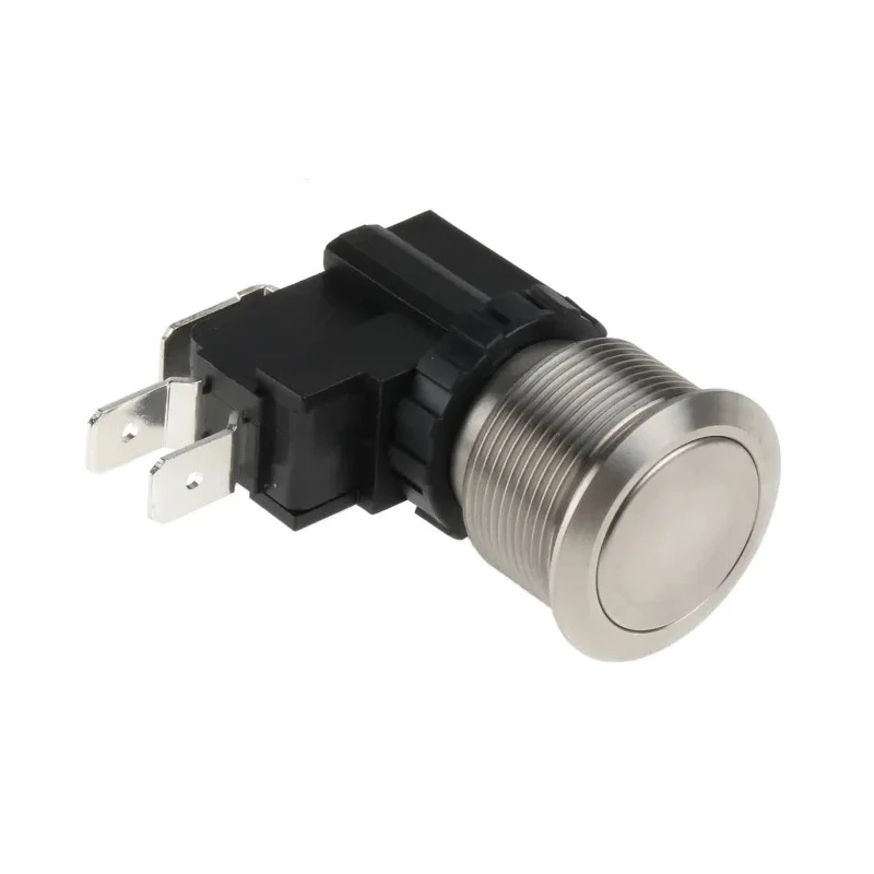 RS PRO Momentary Push Button Switch SPDT, Panel Mount, 22.2 mm Cutout, Flat Silver Actuator, IP67, 250V AC, 26A MW22