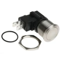 RS PRO Momentary Push Button Switch SPDT, Panel Mount, 22.2 mm Cutout, Flat Silver Actuator, IP67, 250V AC, 26A MW22