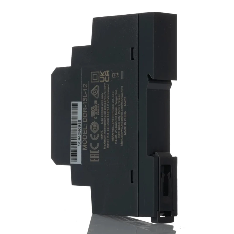 MEAN WELL DC-DC Converter DDR-15L-12, 18–75V DC Input, 12V DC Output, 1.25A, DIN Rail, Ultra Slim, Industrial, 87% Efficiency