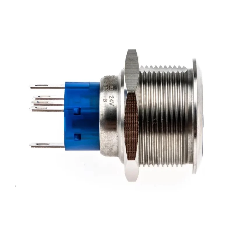RS PRO Illuminated Push Button Switch Momentary SPDT Blue LED IP67 12V DC 250V AC MPB22