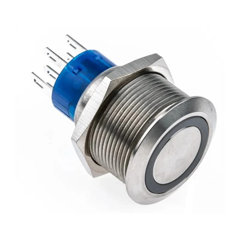 RS PRO Illuminated Push Button Switch, MPB22, Momentary, Panel Mount, 22.2 mm Cutout, DPDT, Green LED, IP67, 12 V DC/250 V AC