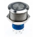 RS PRO Illuminated Push Button Switch, MPB22, Momentary, Panel Mount, 22.2 mm Cutout, DPDT, Green LED, IP67, 12 V DC/250 V AC