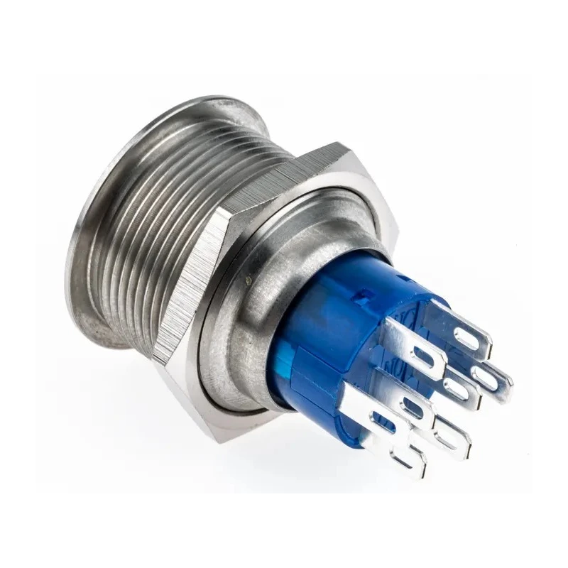 RS PRO Illuminated Push Button Switch, MPB22, Momentary, Panel Mount, 22.2 mm Cutout, DPDT, Green LED, IP67, 12 V DC/250 V AC