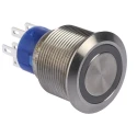 RS PRO MPB22 Illuminated Push Button Switch, Momentary, Panel Mount, 22.2 mm Cutout, DPDT, Yellow LED, IP67, 12V DC, MPB22