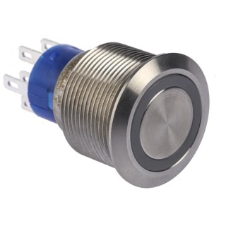 RS PRO MPB22 Illuminated Push Button Switch, Momentary, Panel Mount, 22.2 mm Cutout, DPDT, Yellow LED, IP67, 12V DC, MPB22