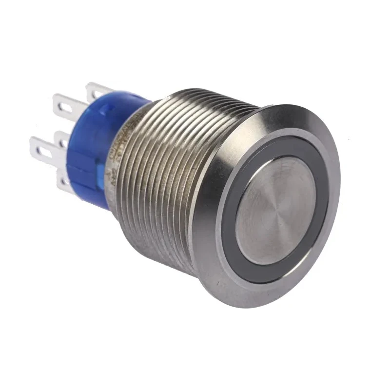 RS PRO MPB22 Illuminated Push Button Switch, Momentary, Panel Mount, 22.2 mm Cutout, DPDT, Yellow LED, IP67, 12V DC, MPB22