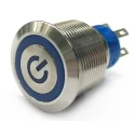 RS PRO Illuminated Push Button Switch MPB22, Momentary, 22.2 mm Cutout, SPDT, Blue LED, IP67, 12 V DC, 250 V AC