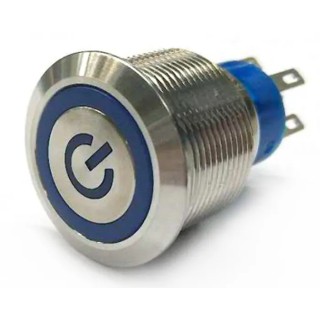 RS PRO Illuminated Push Button Switch MPB22, Momentary, 22.2 mm Cutout, SPDT, Blue LED, IP67, 12 V DC, 250 V AC