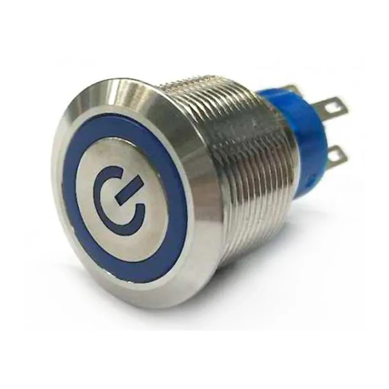 RS PRO Illuminated Push Button Switch MPB22, Momentary, 22.2 mm Cutout, SPDT, Blue LED, IP67, 12 V DC, 250 V AC