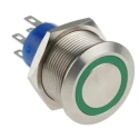 RS PRO Illuminated Push Button Switch Latching DPDT Green LED Panel Mount IP67 36V DC 250V AC MPB22