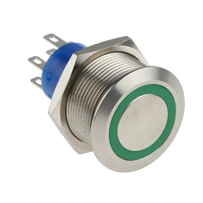 RS PRO Illuminated Push Button Switch Latching DPDT Green LED Panel Mount IP67 36V DC 250V AC MPB22