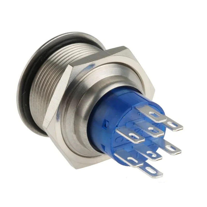 RS PRO Illuminated Push Button Switch Latching DPDT Green LED Panel Mount IP67 36V DC 250V AC MPB22