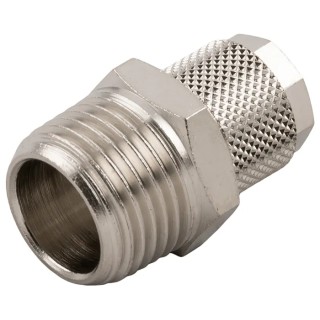 RS PRO Stud Fitting, 6mm Push-in Male R 1/4 Inch, Nickel-Plated Brass, 80°C Max, 176-0925