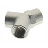 RS PRO Brass Tee Threaded Pipe Fitting Female 1/4 Inch x 1/4 Inch, 100 Bar, Nickel-Plated 176-1095