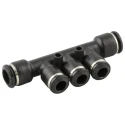 RS PRO Universal Short Pneumatic Manifold, 3 Outlet Push-in, 1 Inlet, 8 mm Inlet, 4 mm Outlet, Technopolymer 176-1389