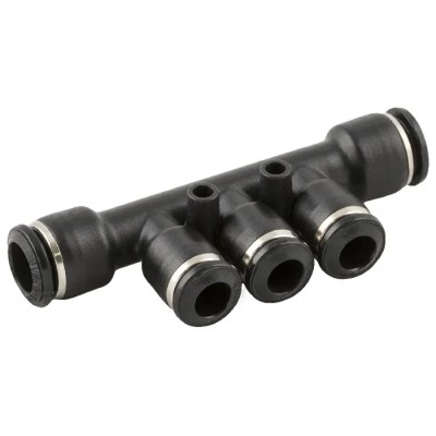 RS PRO Universal Short Pneumatic Manifold, 3 Outlet Push-in, 1 Inlet, 8 mm Inlet, 4 mm Outlet, Technopolymer 176-1389