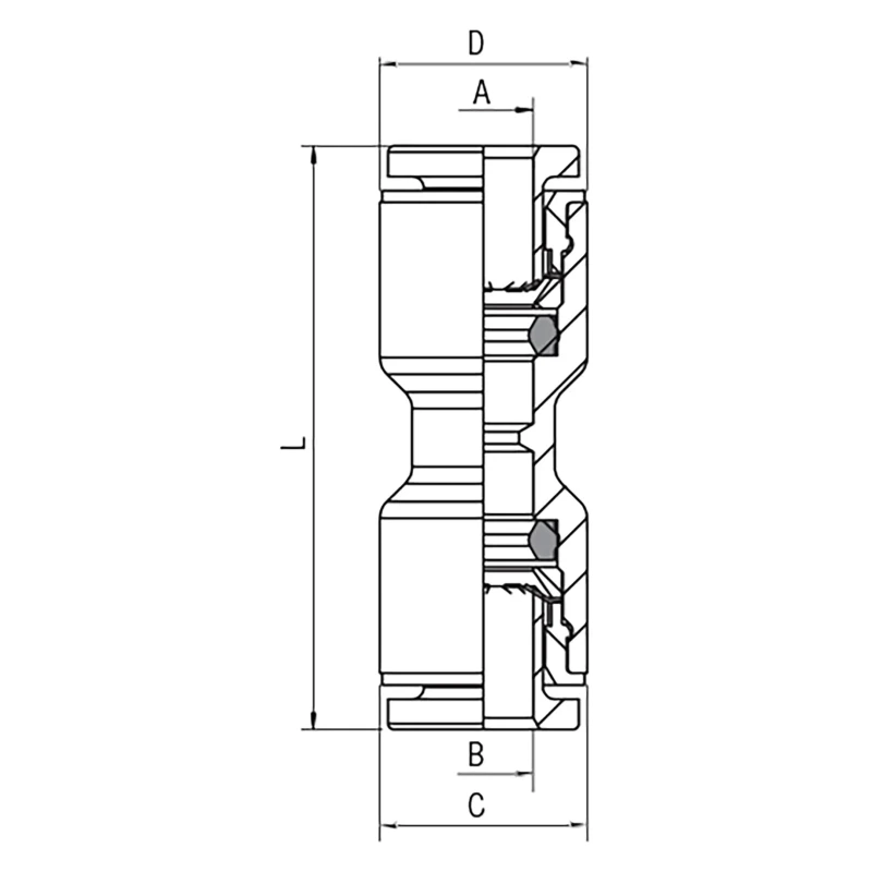 RS PRO Technopolymer Pneumatic Fitting, Straight Tube-to-Tube Adaptor, Push-In, 6 mm, 20 bar, -20°C to 80°C, Nickel 176-1406