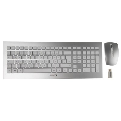 Cherry Wireless Standard Keyboard & Mouse Set, White, QWERTZ Layout, USB, Ultra-flat, Built-in USB Hub JD-0310DE