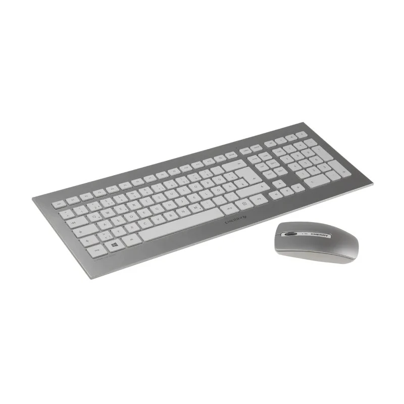 Cherry Wireless Standard Keyboard & Mouse Set, White, QWERTZ Layout, USB, Ultra-flat, Built-in USB Hub JD-0310DE