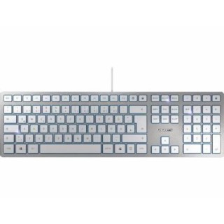 Cherry KC 6000 SLIM Wired USB QWERTY Standard Keyboard, White/Silver, USB Interface JK-1600GB-1