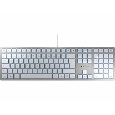 Cherry KC 6000 SLIM Wired USB QWERTY Standard Keyboard, White/Silver, USB Interface JK-1600GB-1