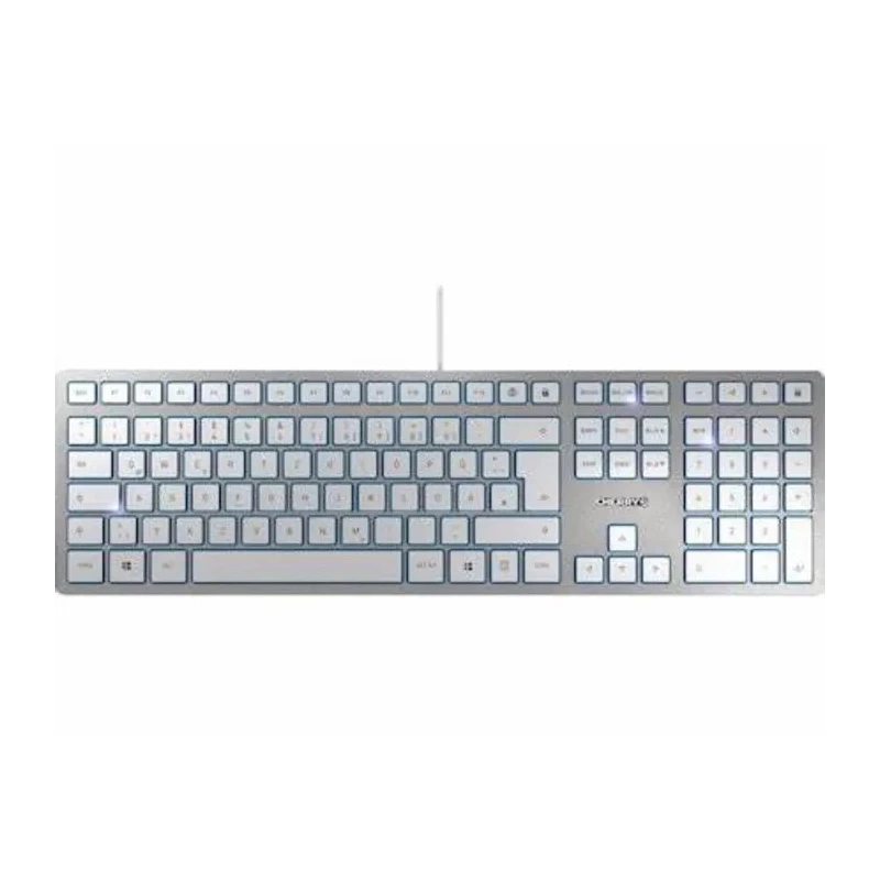 Cherry KC 6000 SLIM Wired USB QWERTY Standard Keyboard, White/Silver, USB Interface JK-1600GB-1