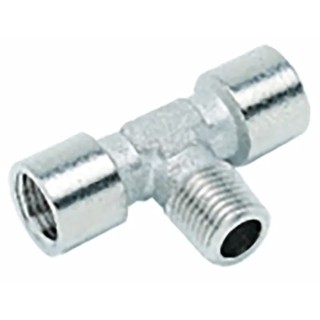 RS PRO Brass Tee Threaded Adapter Female 1/8 in to Female 1/8 in 150 Bar 176-1064