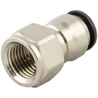 RS PRO Pneumatic Fitting 12mm Push-in Female G 1/2 Brass Nickel Finish 80°C 176-1774
