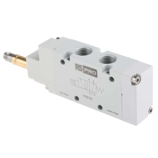 RS PRO Pneumatic Solenoid Valve 5/2 Monostable Solenoid, G 01V Series, 1/4 in Port Size, Aluminium Body 176-2132
