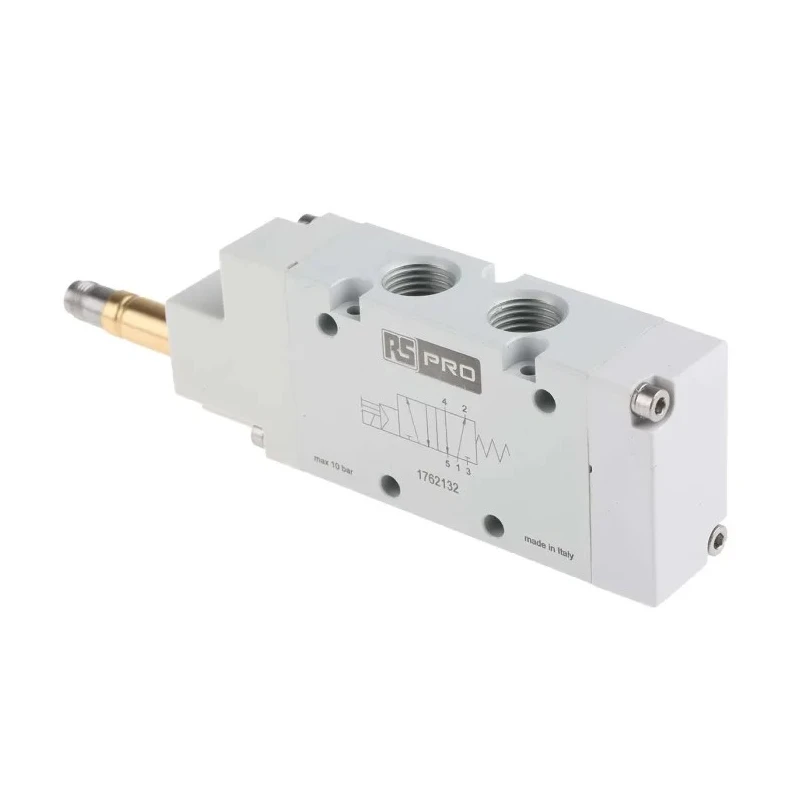 RS PRO Pneumatic Solenoid Valve 5/2 Monostable Solenoid, G 01V Series, 1/4 in Port Size, Aluminium Body 176-2132