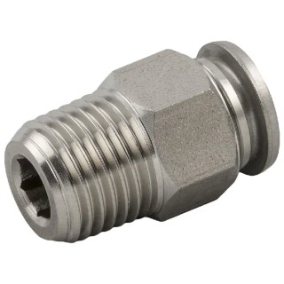 RS PRO Stainless Steel Pneumatic Fitting, 12mm Push-in Tube, Male Thread 3/8 in R, Nickel Finish 176-2157