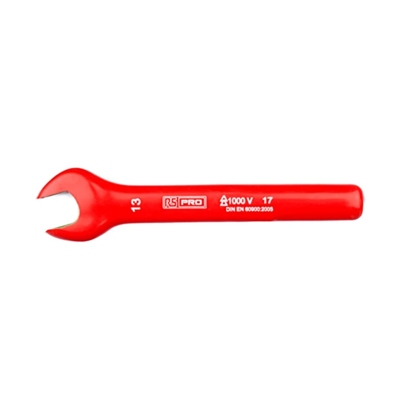 RS PRO Open End Insulated Spanner 13 mm, Height Safe, Chrome Vanadium Steel, 135 mm, VDE/1000V Approved 176-3408