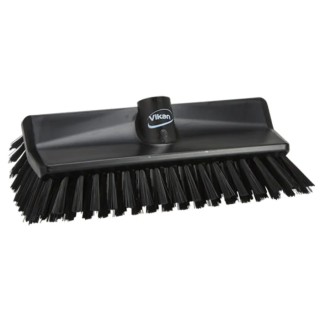 Vikan High-Low Hard Bristle Scrubbing Brush, Black, Polyester, 41mm Bristle Length, Polypropylene Handle, 70479